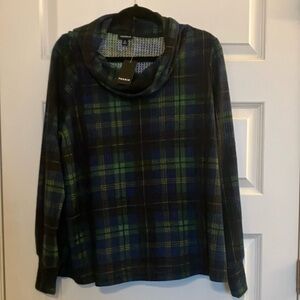 Torrid Plaid Cowl Neck Waffle Shirt